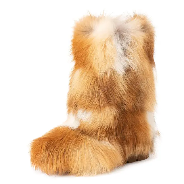 Multi Color Faux Fur Winter Flat Boots