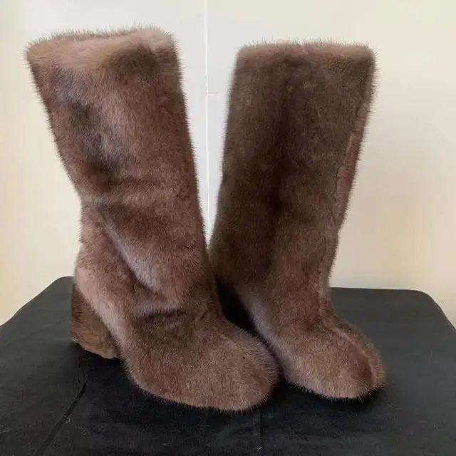 Mink Fur Winter Flat Boots