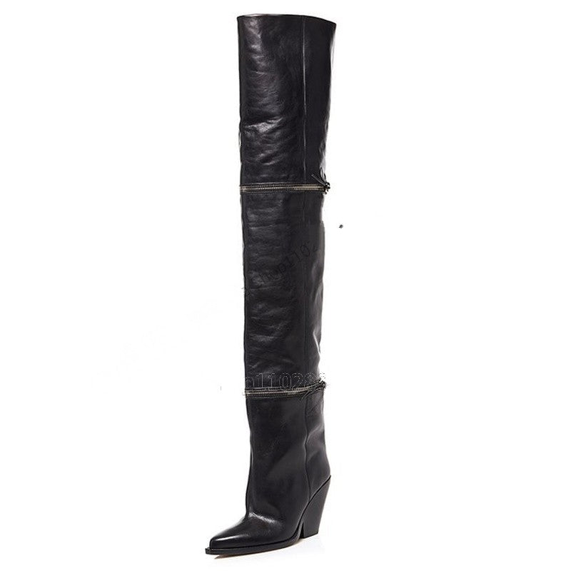 Zipper Over The Knee Boots