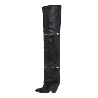 Zipper Over The Knee Boots