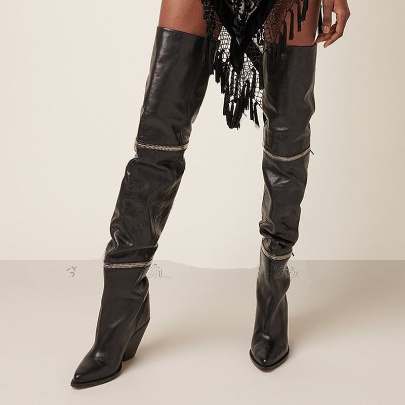 Zipper Over The Knee Boots