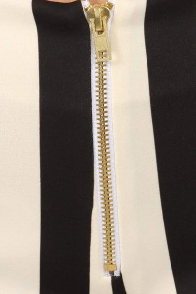 Striped high waist shorts with zipper front. Scuba print- Prima Dons and Donnas