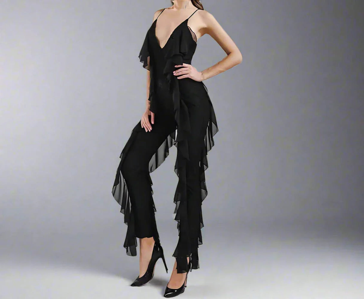 Dina Ruffle and Lace Jumpsuit- Prima Dons and Donnas