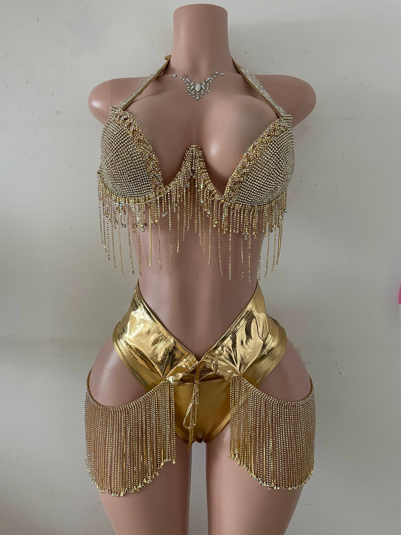 Fringe Metallic Bikini Set