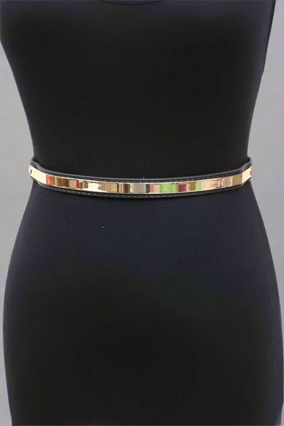 Slim Metal and Faux Leather Belt- Prima Dons and Donnas