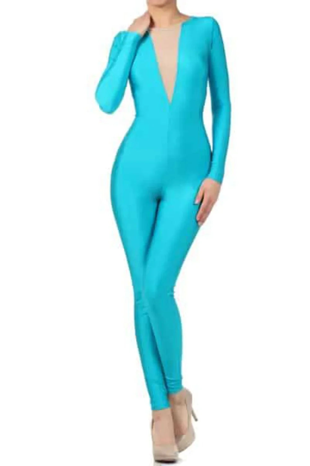 Neon Color Mesh Front jumpsuit catsuit- Prima Dons and Donnas