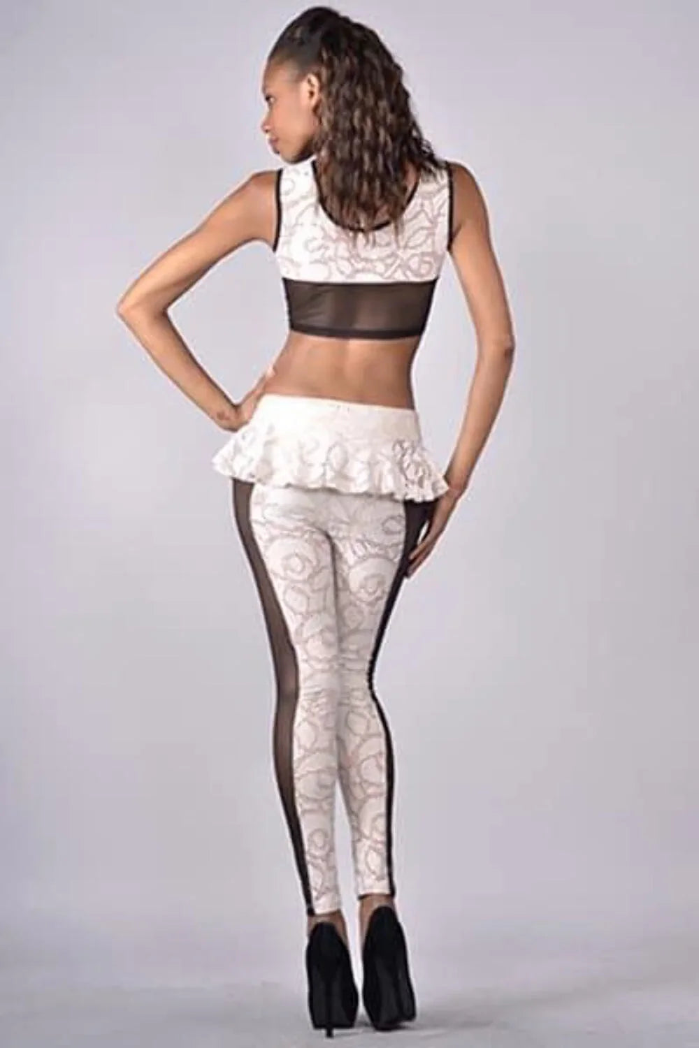 Flay Peplem Pants and Crop Top Two Piece Set- Prima Dons and Donnas