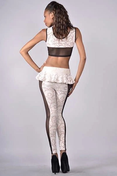 Flay Peplem Pants and Crop Top Two Piece Set- Prima Dons and Donnas
