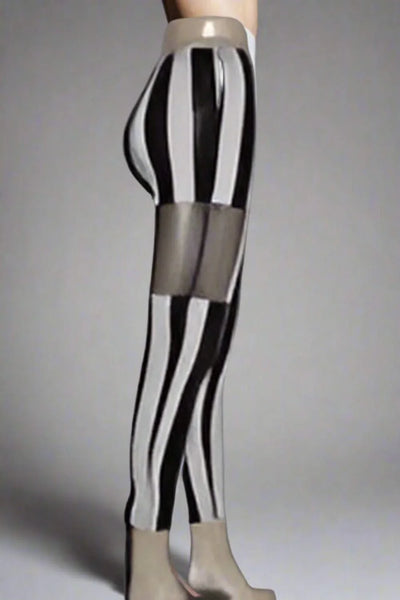 Stripe and Mesh Print Leggings- Prima Dons and Donnas