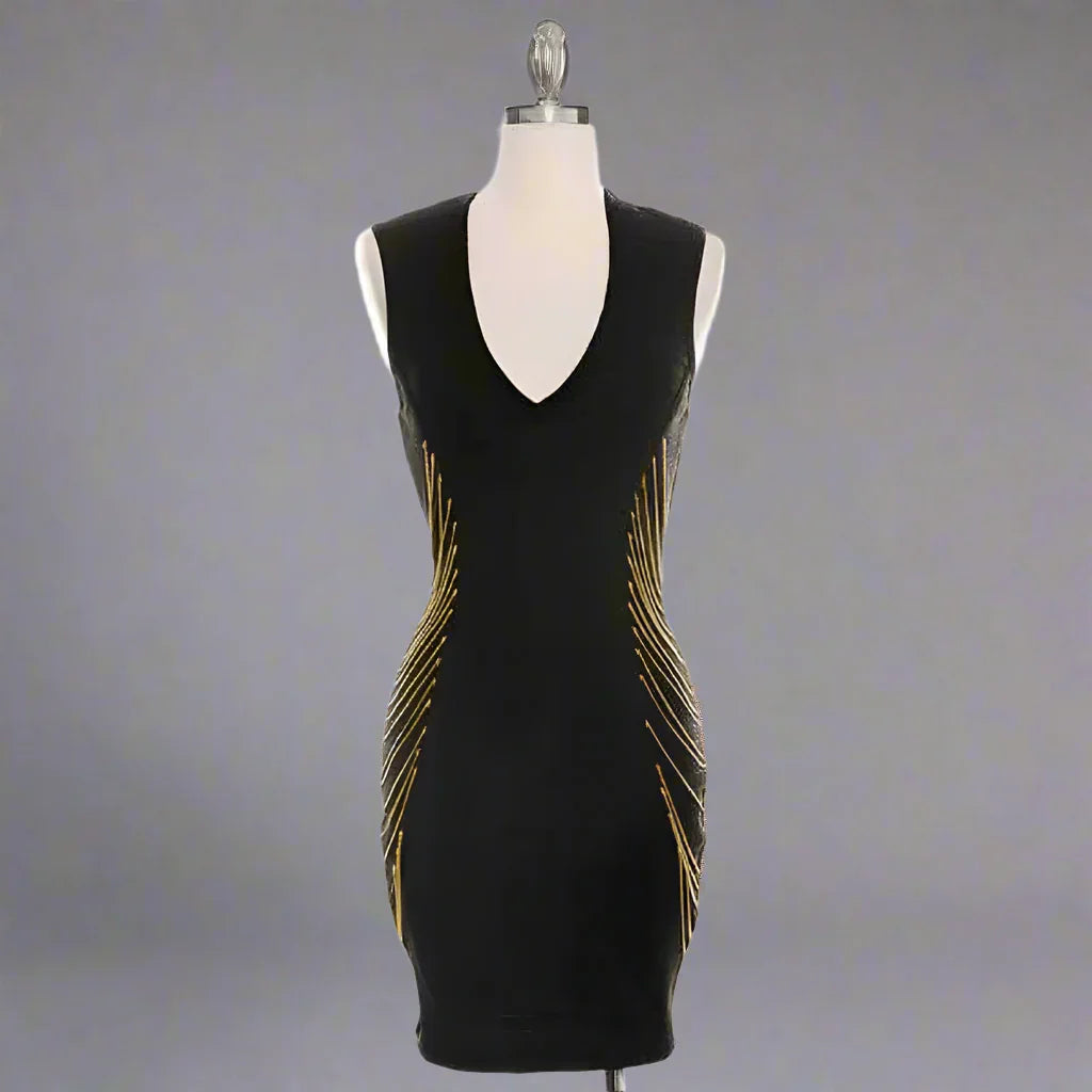 Bodycon Bandage Dress - Side Chain Mini Bandage Style | Curve Hugging Sexy Eveni