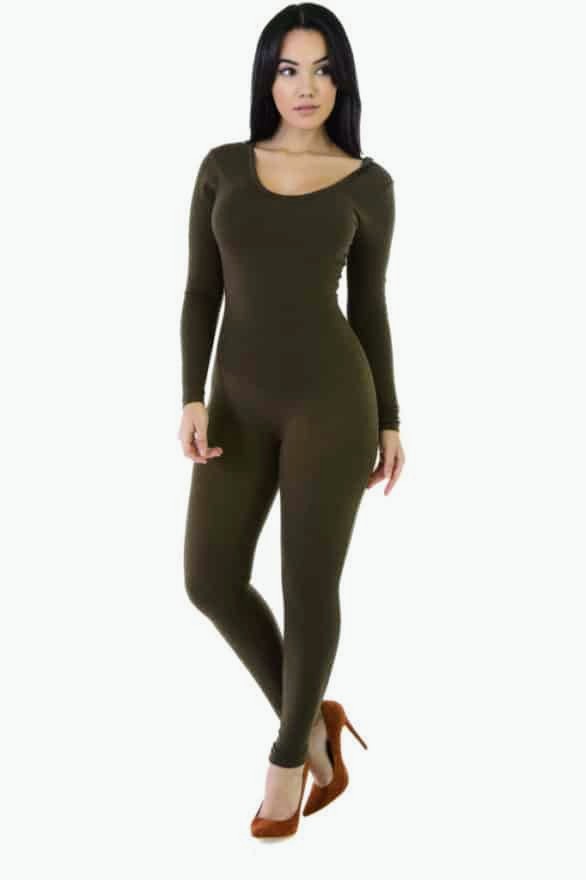 Scoop Back Long Sleeve Bodysuit catsuit