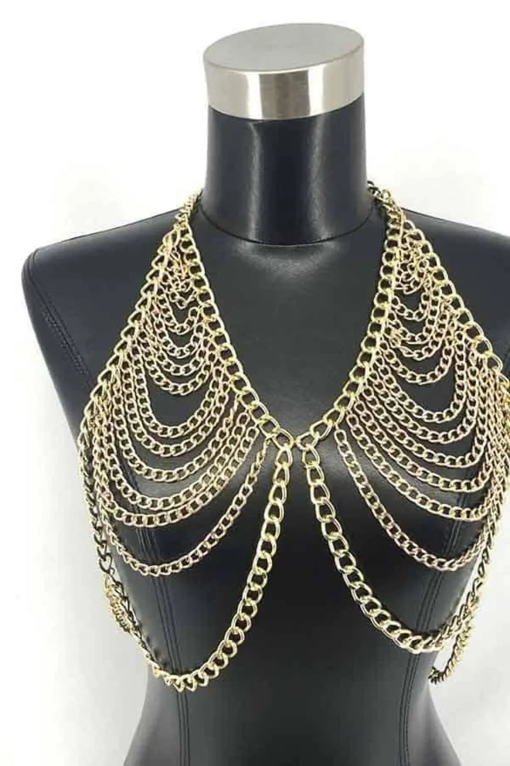 Drop Metal Bra - Gold & Silver Drape Style Backless Metal String Bra