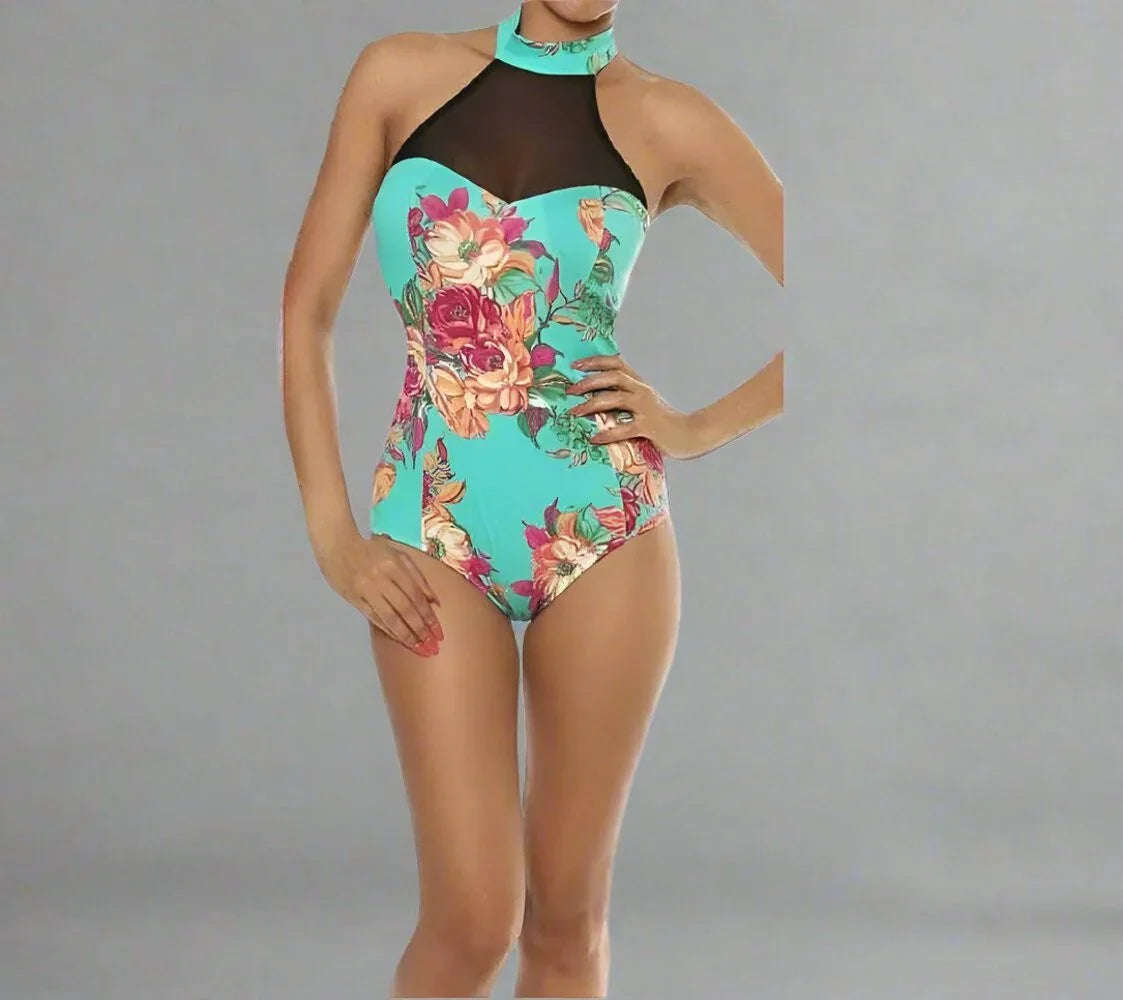 Floral Print Mesh Unitard- Prima Dons and Donnas