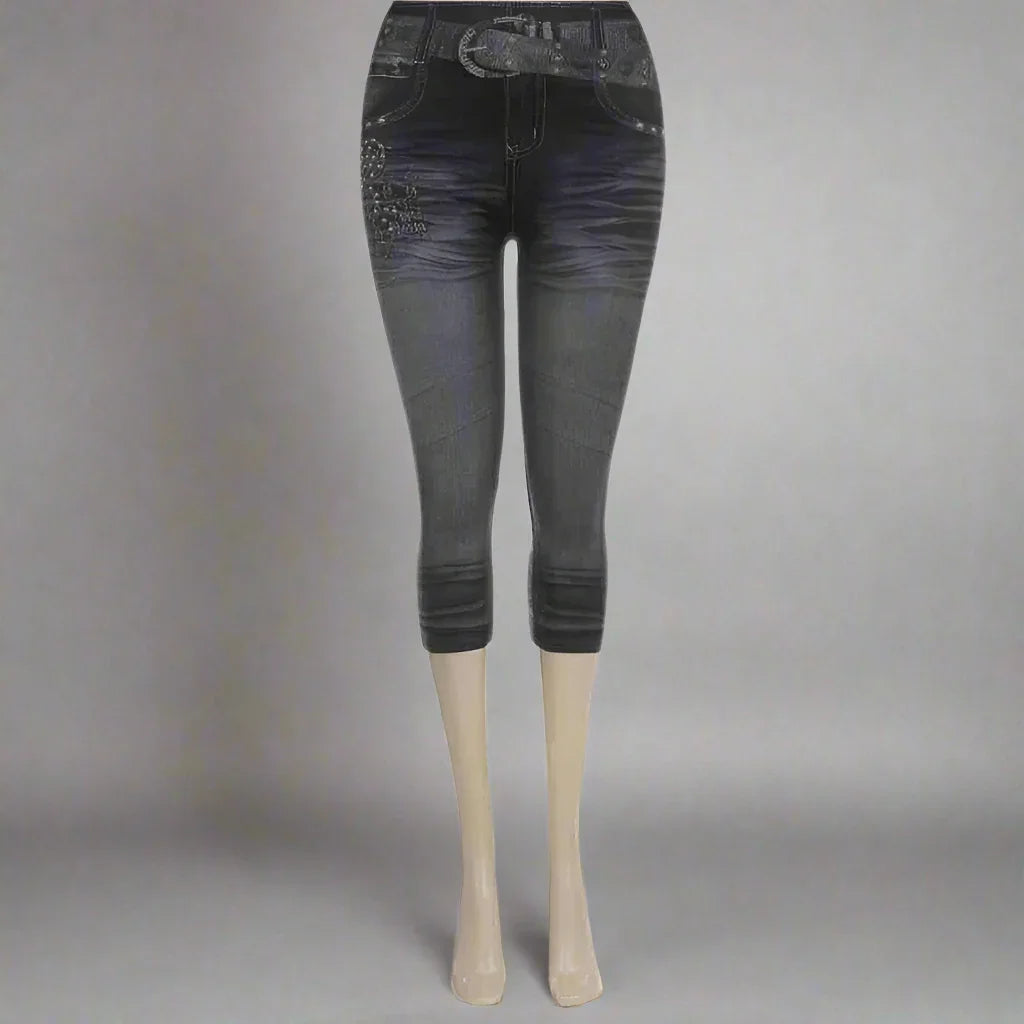Denim L@@K Leggings Capri_5- Prima Dons and Donnas