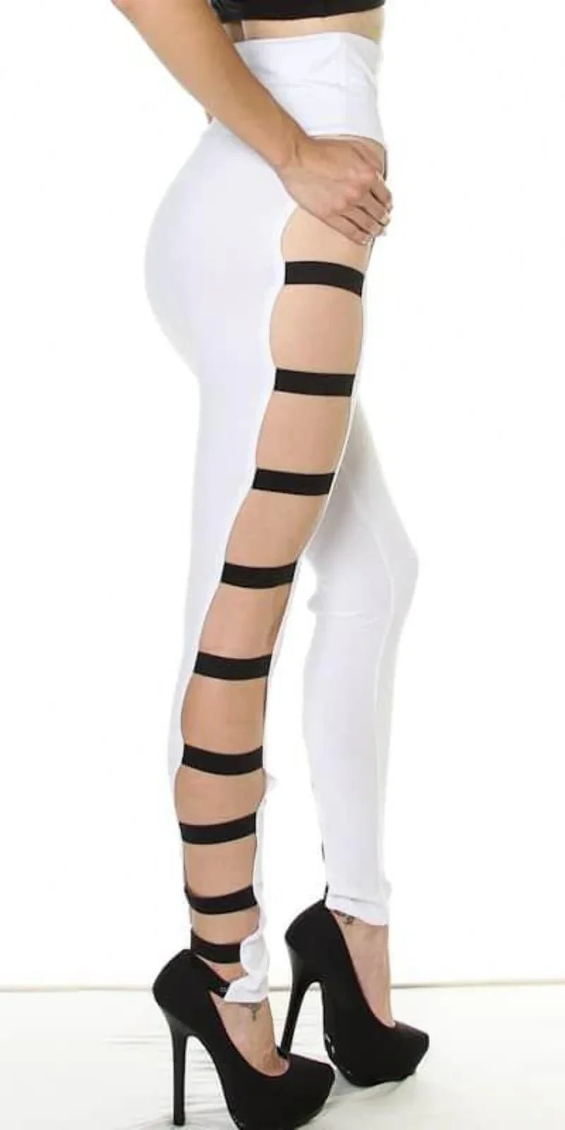 High Waist Side Bands Leggings- Prima Dons and Donnas