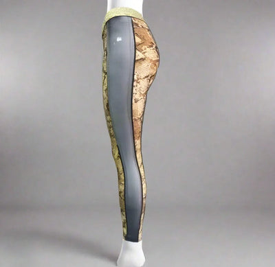 High Waist Snake Print Mesh Sides Leggings- Prima Dons and Donnas