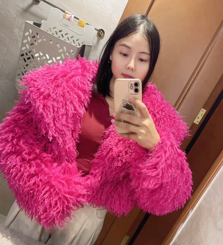 Fluffy Crop or Full Length Mongolian Faux Fur Coat