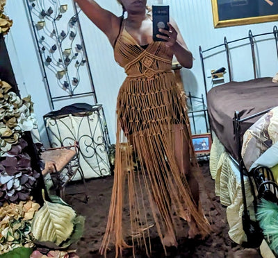 Discounted Caribbean Macrame Crochet Dress (Ready to Ship)