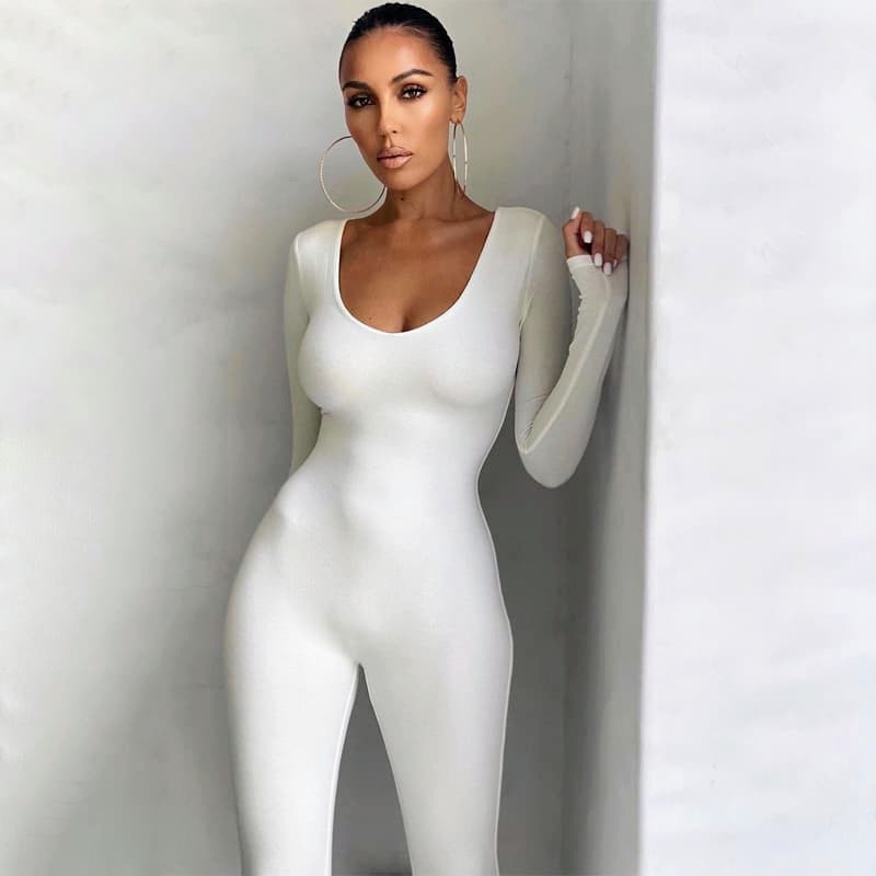 Scoop Back Long Sleeve Bodysuit catsuit