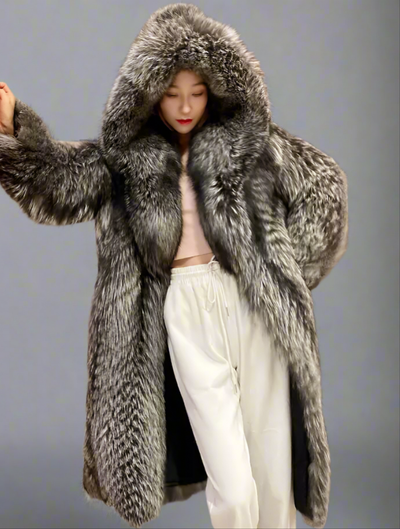 Luxury Hooded Faux Fur Jacket