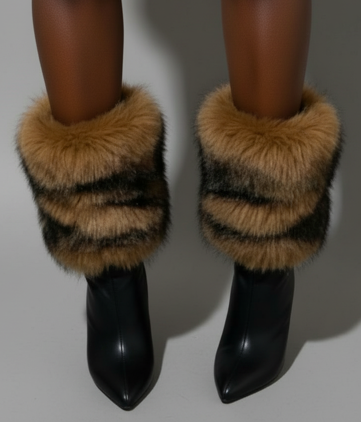 Faux Fur Leg Warmers - Luxury Boot Covers | Soft Cozy Winter Shoe Accessories