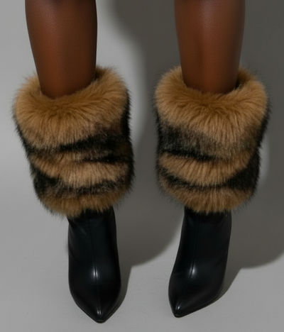 Faux Fur Leg Warmers - Luxury Boot Covers | Soft Cozy Winter Shoe Accessories