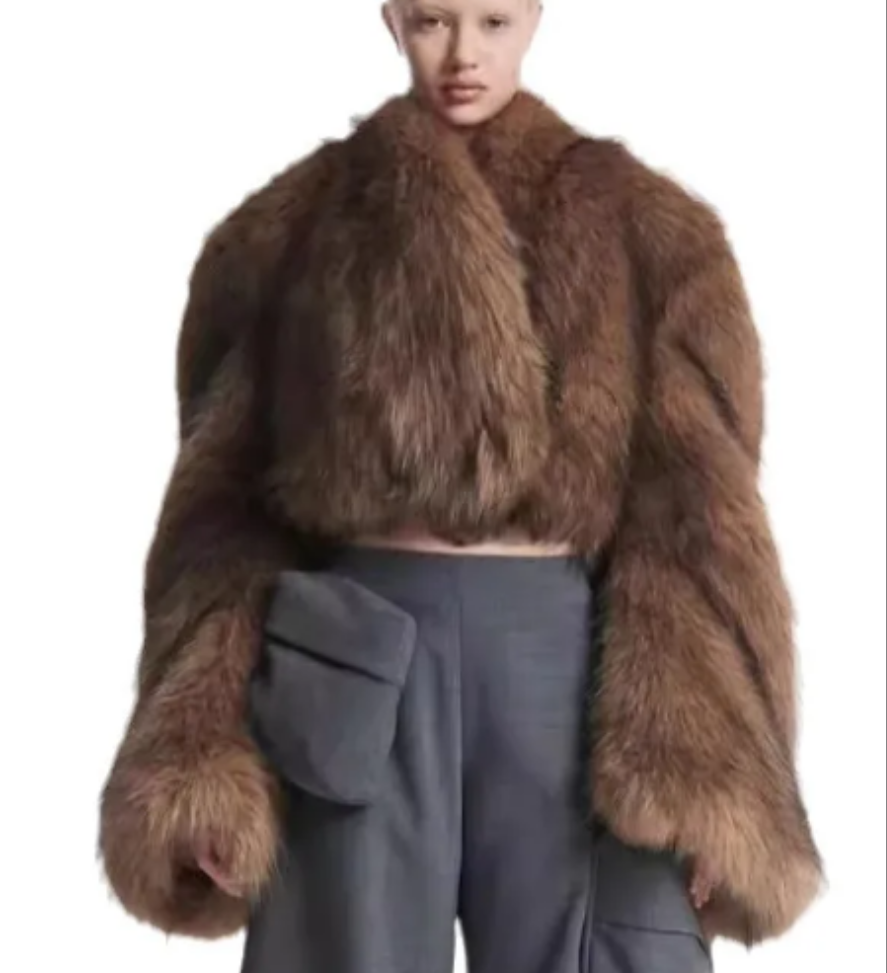 Cropped Faux Big Sleeve Fur Jacket- Prima Dons and Donnas