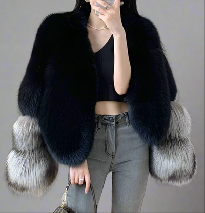 Luxury Cropped Faux Big Cuf Fur Jacket