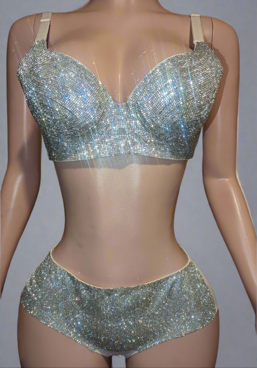 Custom Rhinestone Bra Set