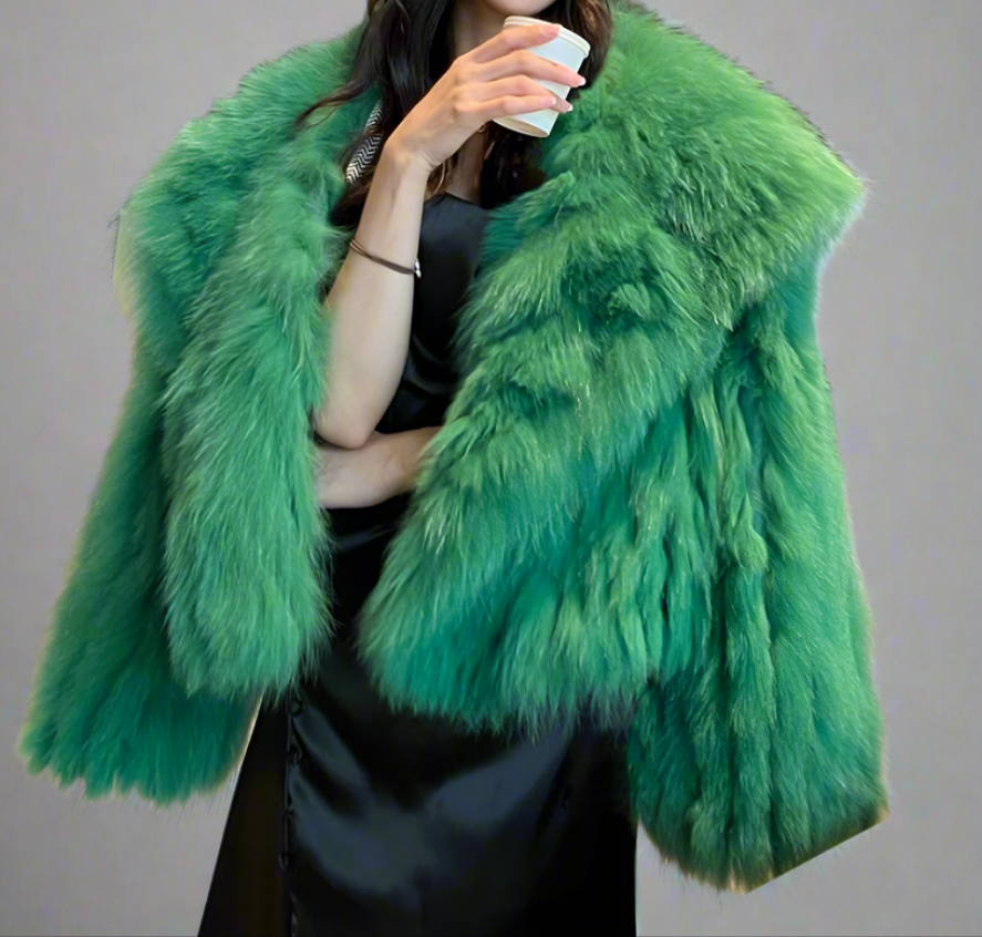 Cropped Faux Fur Mink Jacket