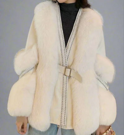 Detailed Faux Fluffy Fur Hip Jacket.