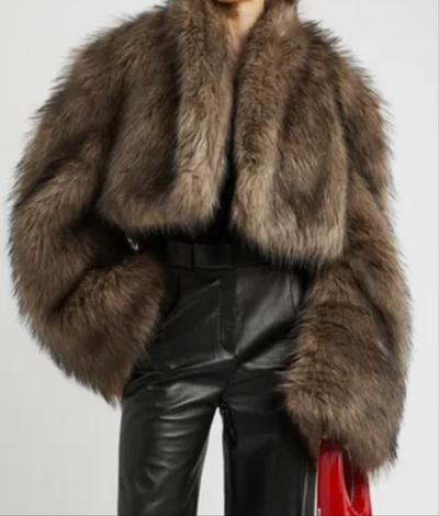 Cropped Faux Big Sleeve Fur Jacket- Prima Dons and Donnas