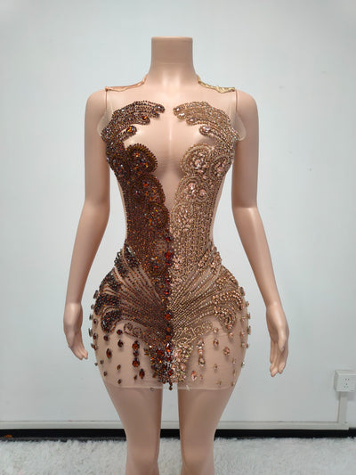 Rhinestones Mini Dress 5(Ready To Ship)