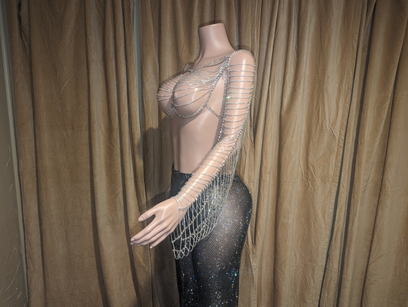 Rhinestone Drape Crop Top