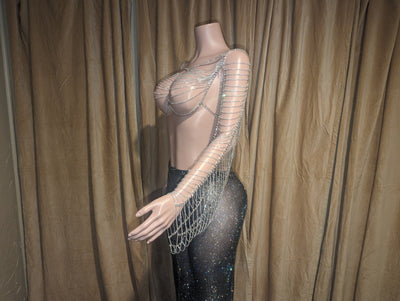 Rhinestone Drape Crop Top