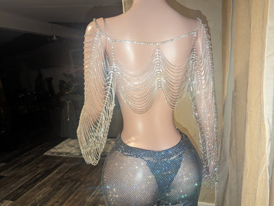 Rhinestone Drape Crop Top