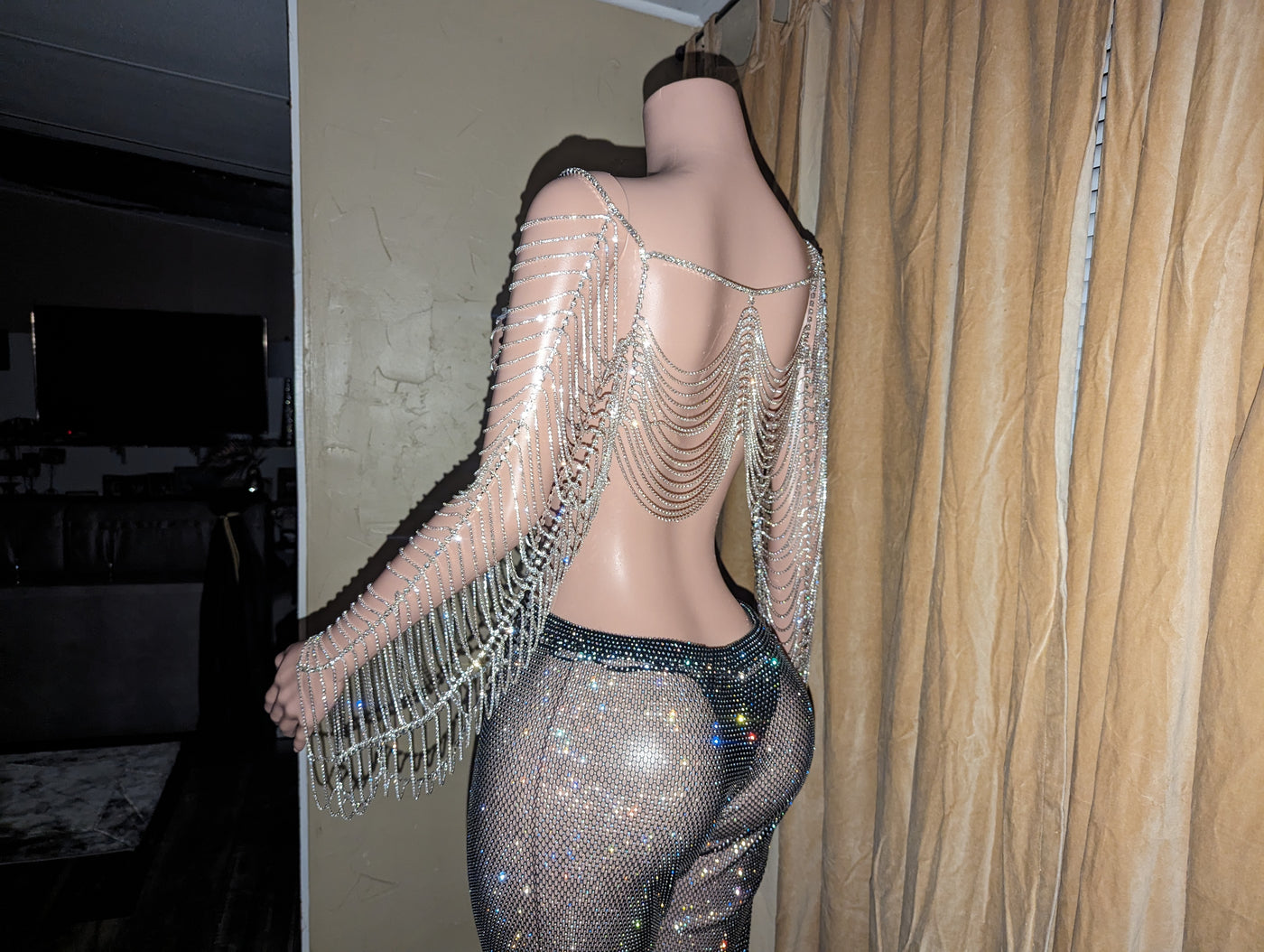 Rhinestone Drape Crop Top