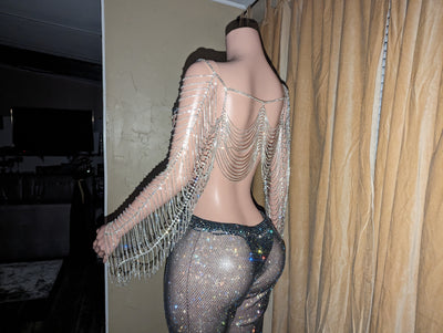 Rhinestone Drape Crop Top