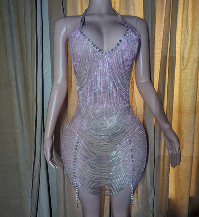 Crystal Stones Fringe Dress (Ready to Ship)