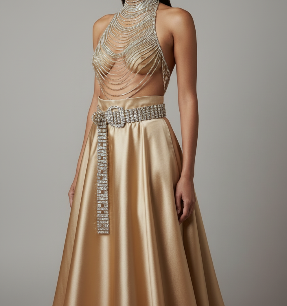 Rhinestone Crystal Body Chain Top (Ready to Ship)- Prima Dons and Donnas