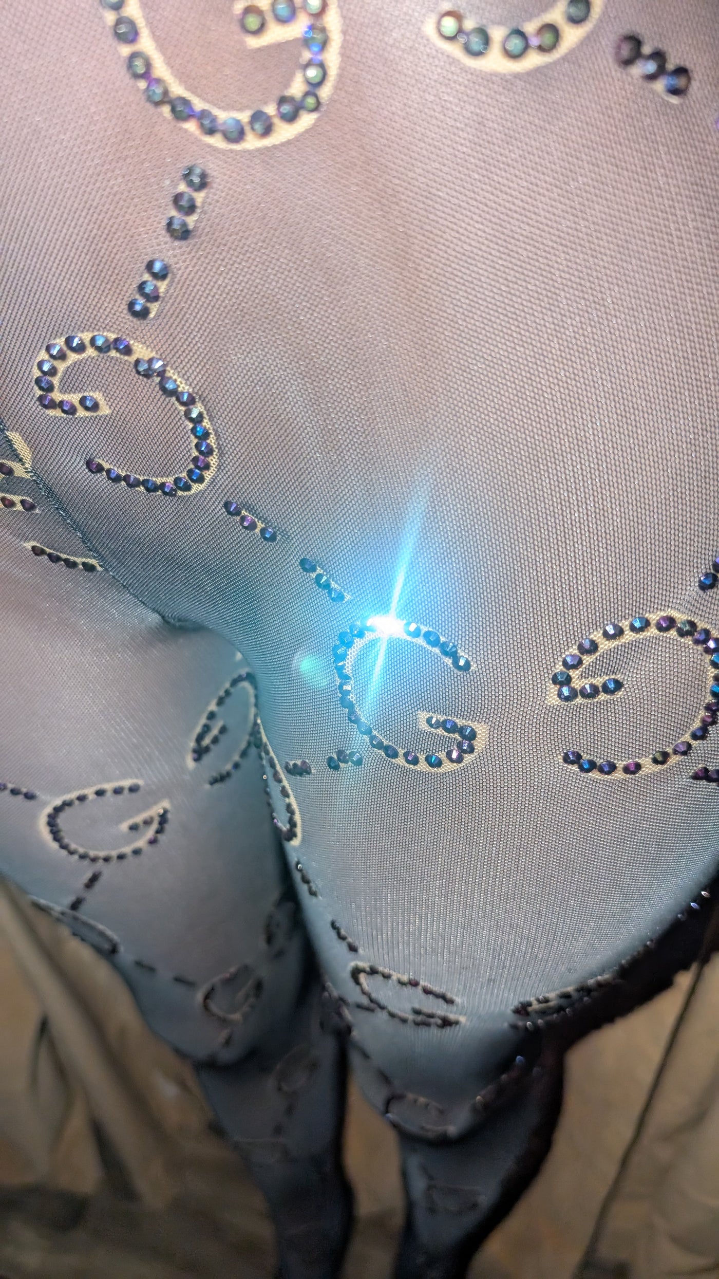 Crystals Rhinestone Letters Stocking Leggings CC