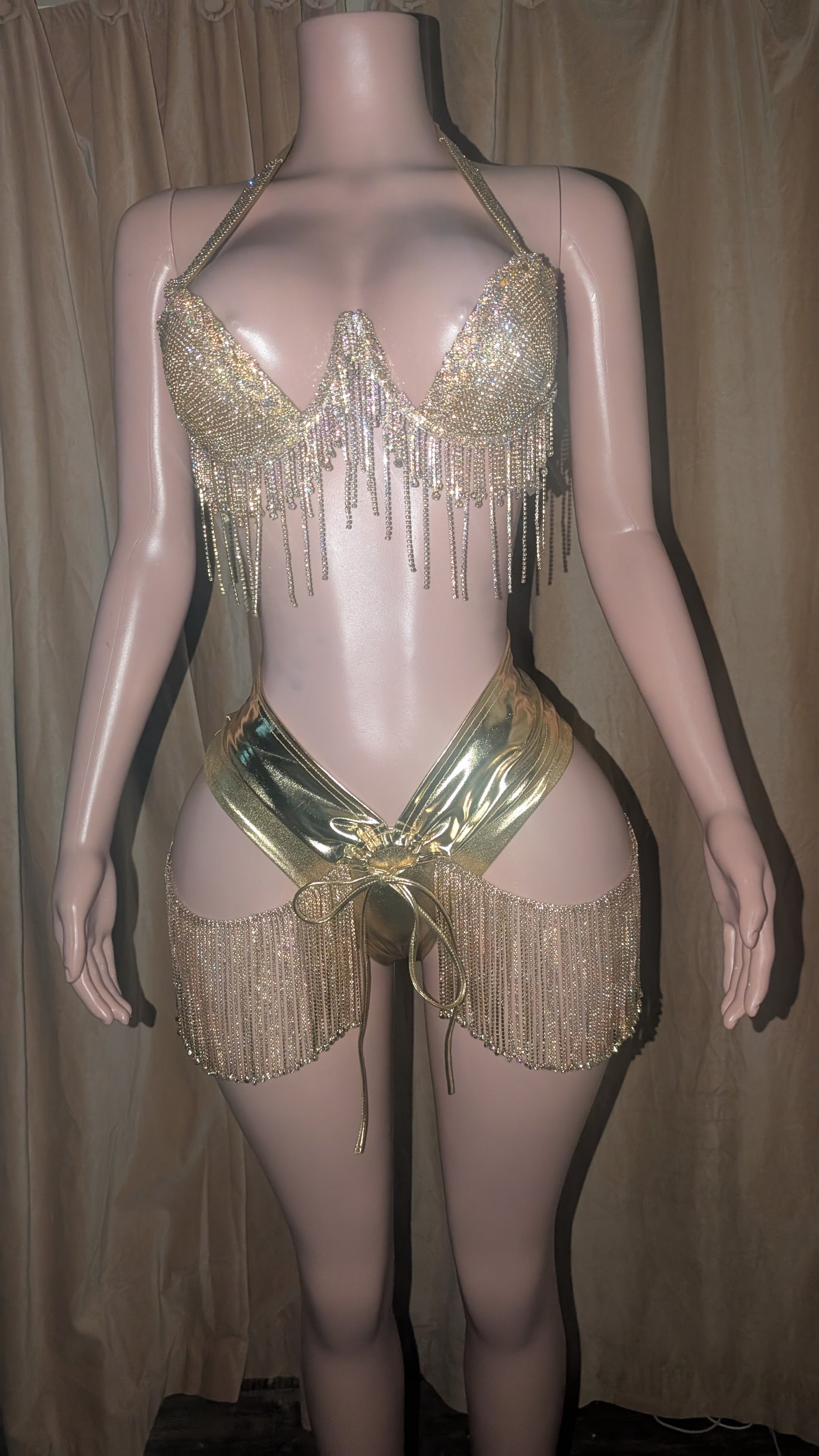 Multi Wear Fringe Metallic Bikini 3 PC Set (Ready to Ship)