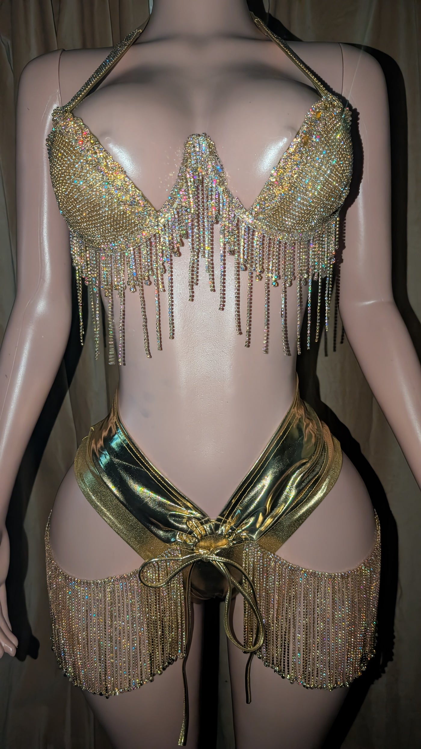 Multi Wear Fringe Metallic Bikini 3 PC Set (Ready to Ship)