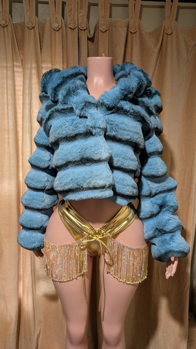 Chinchilla Crop Fluffy Faux Jacket (Ready to Ship)