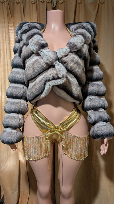 Chinchilla Crop Fluffy Faux Jacket