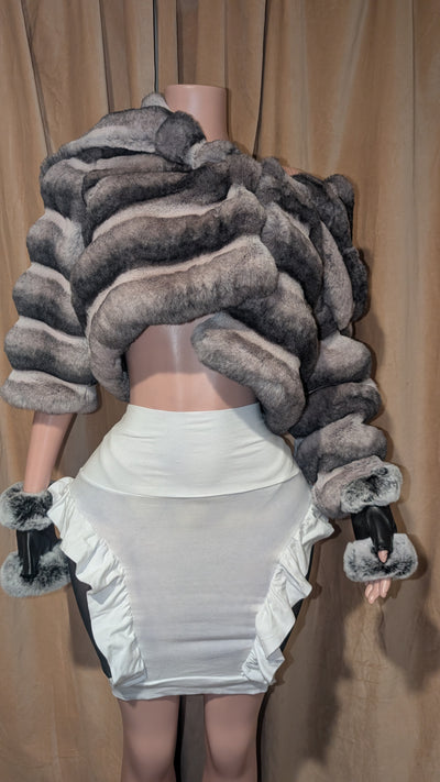 Chinchilla Crop Fluffy Faux Jacket (Ready to Ship)