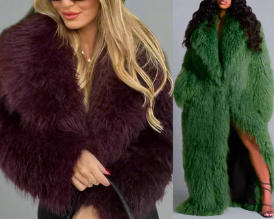 Fluffy Crop or Full Length Mongolian Faux Fur Coat