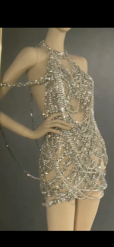 Luxury Crystal Chain Dress