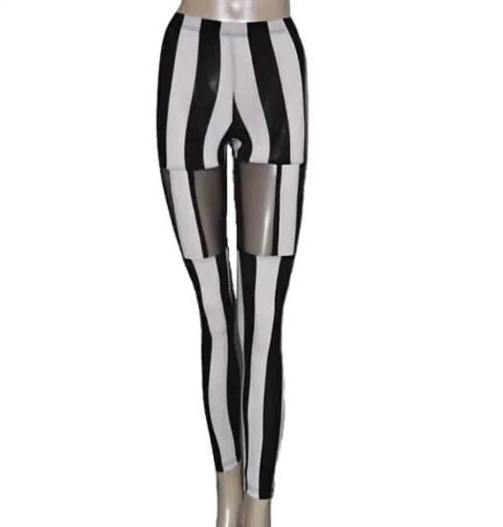 Stripe and Mesh Print Leggings- Prima Dons and Donnas