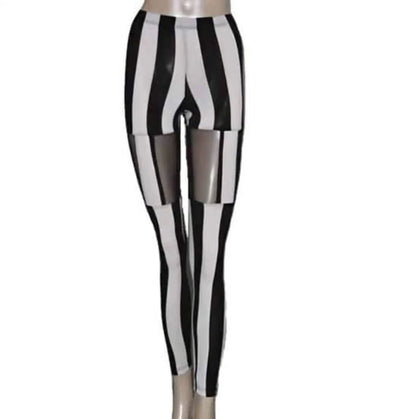 Stripe and Mesh Print Leggings- Prima Dons and Donnas